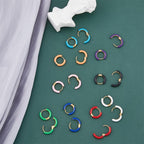 DICOSMETIC 9 Pairs Enamel Hoop Earring 15-16mm Colored Hoop Earrings 18K Gold Plated Huggie Hoops Earrings Small Cute Statement Earring Stainless Steel Fashion Jewelry Set for Women
