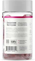 Snap Supplements Nitric Oxide Gummies - Beet Root Extract 300mg, Sugar Free Beetroot Supplement with Pomegranate Powder for Circulation & Natural Energy, 60 Vegan Gummies, Cherry Flavor