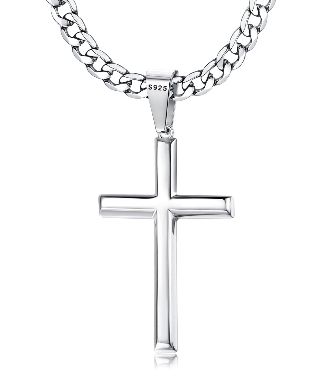 Besteel 925 Sterling Silver Cross Necklace for Men Women Cross Chain 18 In