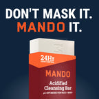 Mando Acidified Cleansing Bar - 24-Hour Odor Control - Removes Odor Better than Soap - Moisturizing Formula - SLS Free, Paraben Free - Safe For Sensitive Skin - Bourbon Leather