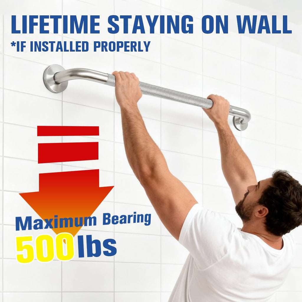 IJDD 24 Inch Shower Grab Bar, Anti Slip Grab Bar for Bathtubs Showers Toilet, Safety Stainless Steel Shower Handles Hand Rail for Senior, Elderly, Handicap, Pregnant, Children