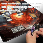 MTG Playmat Size 24x14in Free Storage Bags Non-Slip Backing Printing, Ideal for Card Game Enthusiasts TCG Playmat (No with Zone,Powerful Energy)