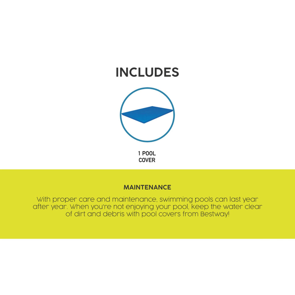 Bestway Flowclear Rectangular 9'10" x 6'7" Above Ground Pool Cover Compatible with Steel Pro Outdoor Swimming Pools with Drain Holes, Blue