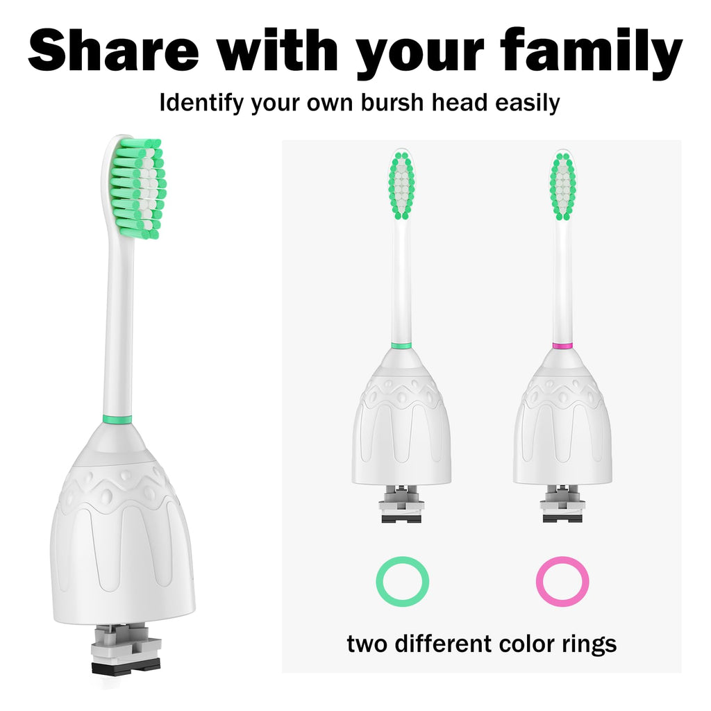 Replacement Toothbrush Heads for Philips Sonicare E-Series/Essence/Xtreme/Elite and Other Screw-on Electric Toothbrush Models, 8 Pack, Dupont Bristles with Protective Cover