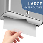 PLUSSEN Commercial Paper Towel Dispenser Wall Mount, Lockable Multifold C-Fold Trifold Hand Towel Holder, No-Drill Adhesive ABS for Bathroom Restaurant Office, Silver