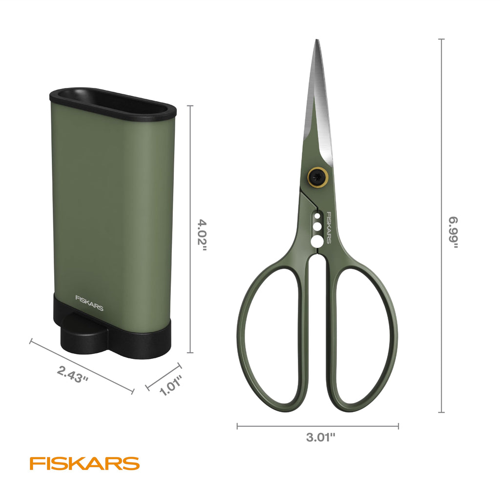 Fiskars 6" Plant Shaping Shears & Holder, Precision Indoor Gardening Snips