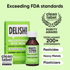 NovaFerrum Delish | Vegan Multivitamin with Iron for Infants, Toddlers & Kids | Immune Support | Organic Plant-Based D-3 | Gluten Free | Vegan Verified | Sugar Free | 1.69 Fl Oz (50 mL)