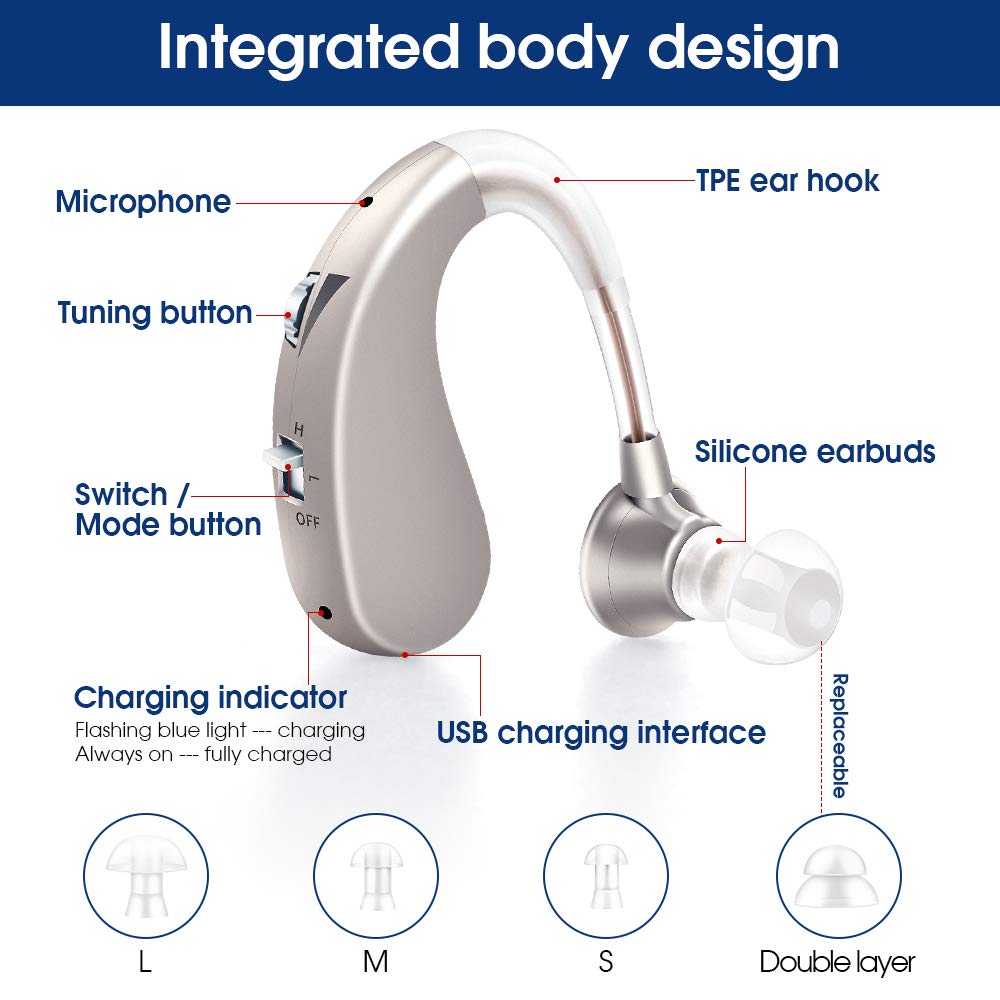 Britzgo Hearing Aids,Noise Cancelling by Digital Chip,Rechargeable Sound Amplifier,40 Hour Life Per Charge,Suitable for Hearing Loss