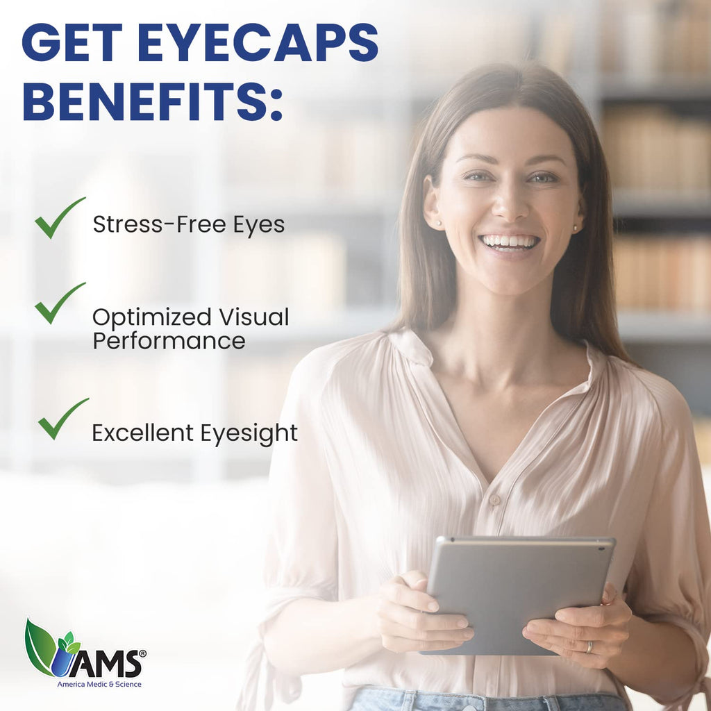 America Medic & Science EyeCaps (30 Caplets) | Dietary Supplement for Men and Women | Supports Vision Health | Enriched with Lutein, Zinc, Selenium, Chromium, and Vitamins A, C, E, and B2