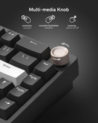 Womier SK65 Wireless Mechanical Gaming Keyboard, 60 Percent Retro Creamy Aluminium Keyboard, Bluetooth 5.0/2.4GHz/USB-C Wired Hot Swappable Custom RGB Backlit for Mac Computer PC (Black)