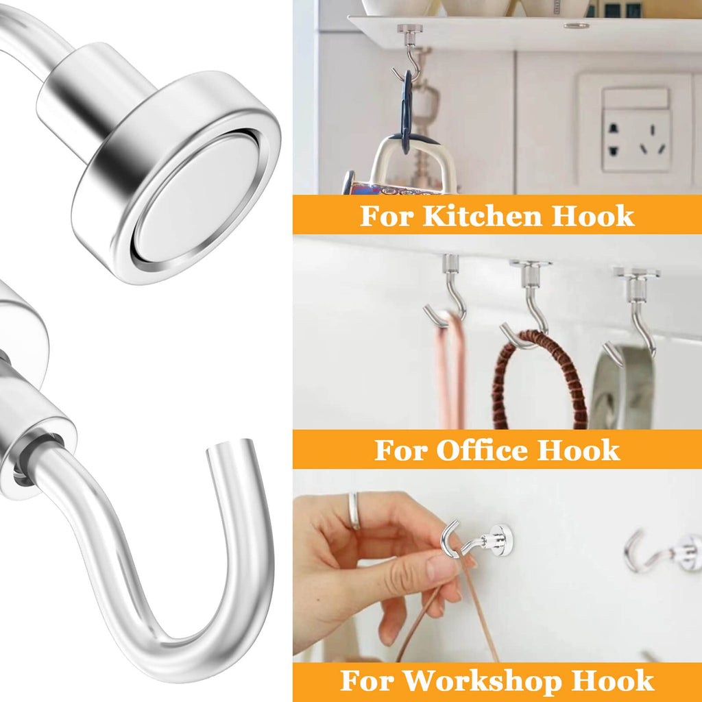 30Pcs Super Strong Magnetic Hooks, 25lbs Magnetic Hook Heavy Duty for Hanging, Rare Earth Neodymium Magnet Hooks, for Cruise Ship Camping Grill Kitchen Fridge Garage Wall