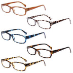Henotin 5-Pack Reading Glasses Blue Light Blocking Anti Eyestrain Computer Reading Glasses for Women and Men Readers (5 Pack Mix Color, 2.25)