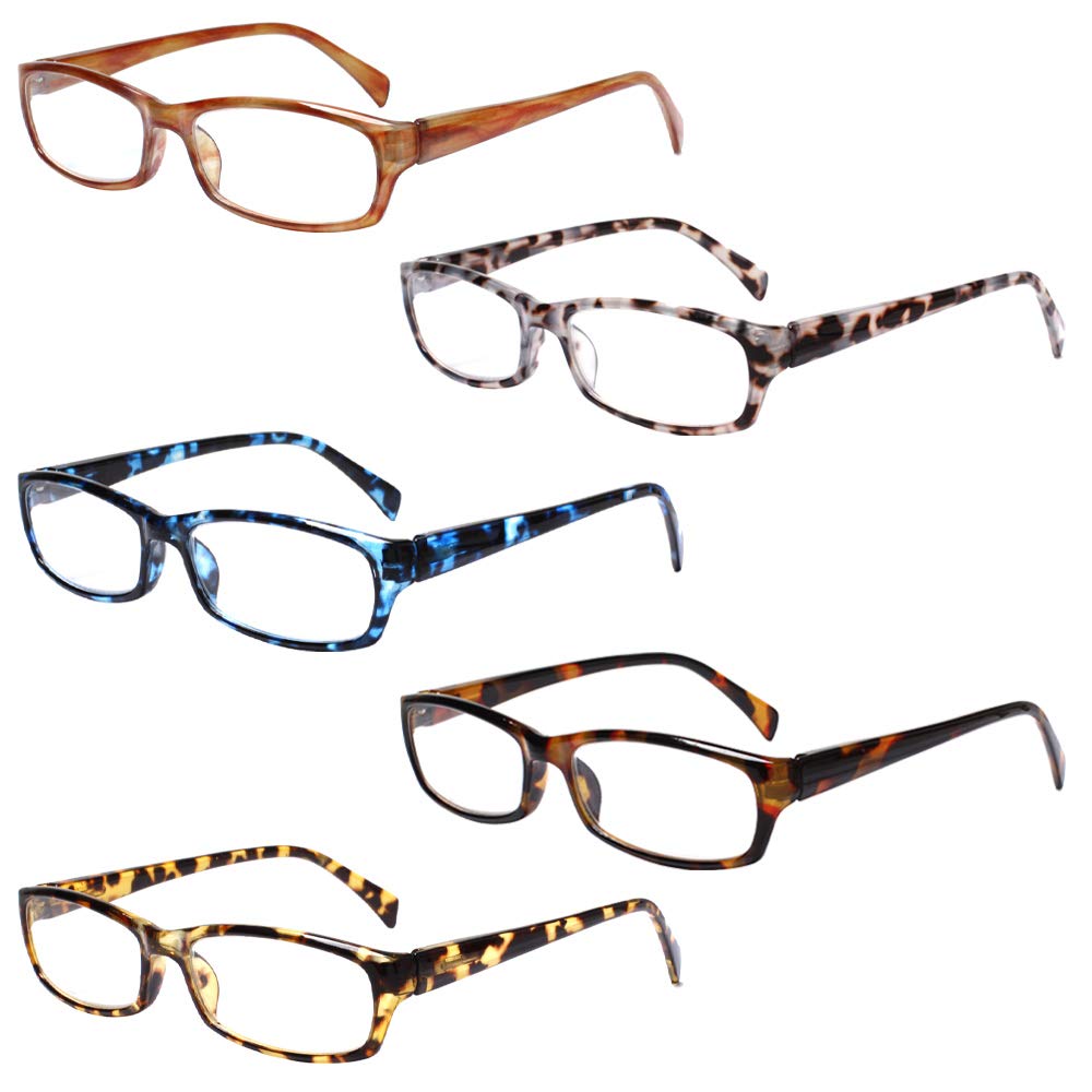 Henotin 5-Pack Reading Glasses Blue Light Blocking Anti Eyestrain Computer Reading Glasses for Women and Men Readers (5 Pack Mix Color, 2.25)