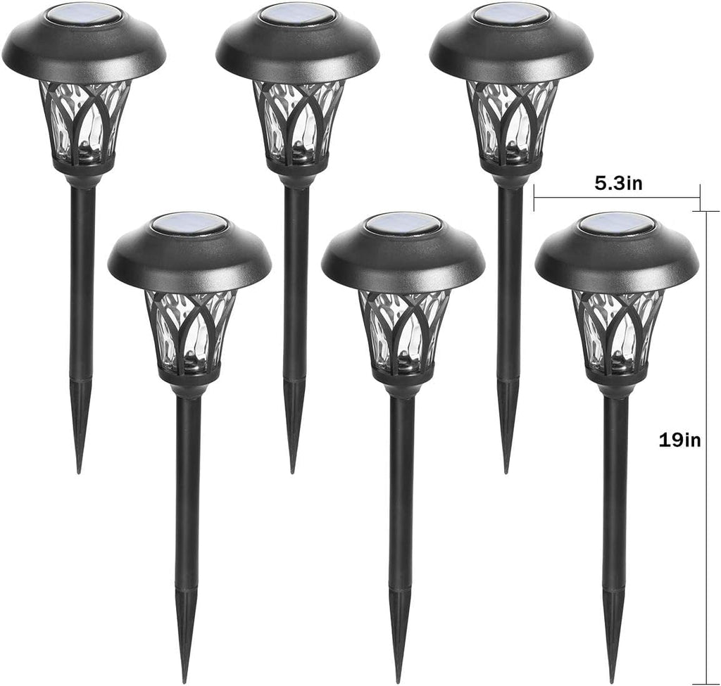 GIGALUMI 6 Pack Solar Pathway Lights Outdoor, Metal Glass & ABS Solar Landscape Lights Waterproof IP65, Warm White Solar Powered Garden Lights for Yard Patio Walkway Driveway (Black)