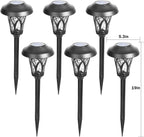 GIGALUMI 6 Pack Solar Pathway Lights Outdoor, Metal Glass & ABS Solar Landscape Lights Waterproof IP65, Warm White Solar Powered Garden Lights for Yard Patio Walkway Driveway (Black)
