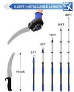 SKGPOLE 26FT Reach Pole Saws for Tree Trimming, Manual Pruning Pole Saw with 5-20FT Telescoping Extension Pole, Tree Pruner Tree Trimmer with 19" 3X Detachable Saw for Yard Garden Trees Palms Shrubs