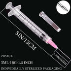 100 Pack 3ml 3cc Plastic Luer Lock Syringe with 18Gauge and Cap, Individually Sealed Wrapped, for Scientific Labs, Measuring Liquid, Refilling or Dispensing