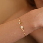 Gold Bangle Bracelets for Women Girls - 14K Gold Plated A Initial Bracelet for Women Gold Bracelets for Women Initial Bracelet for Girls Heart Gold Bangles for Women Bracelets for Teen Girls Gifts