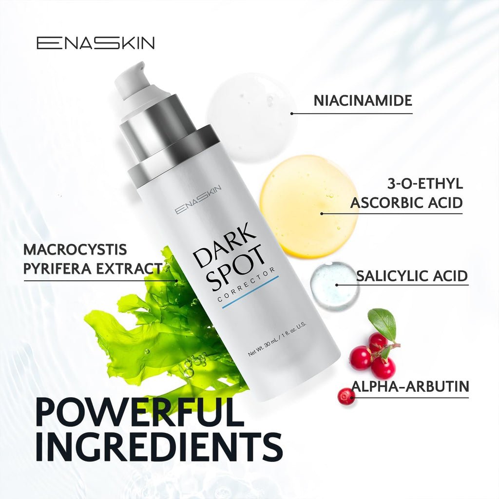Enaskin Dark Spot Set - Serum & Soap Bars: Hyperpigmentation Body Treatment for Freckles Melasma Age Spot Sun Spot - Dark Spots Corrector Serum with Kojic Acid Soap Bars for Women and Men