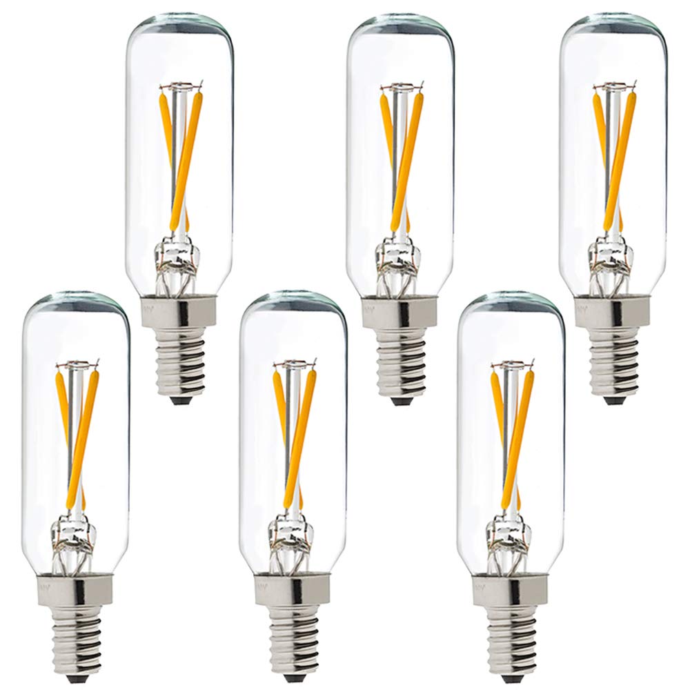LiteHistory Dimmable T6 led Bulb 25W Candelabra led 2700K Clear 200lm 2W e12 T25 led Bulb 6Pack
