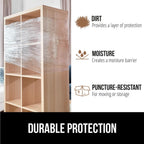 GORILLA GRIP 500% Stretch Film Heavy Duty Plastic, 1200ft Shrink Wrap Roll 17" Puncture Resistant, Industrial Strength for Shipping, Pallet Storing, Moving, Packing Furniture Protection 1 Pack Clear