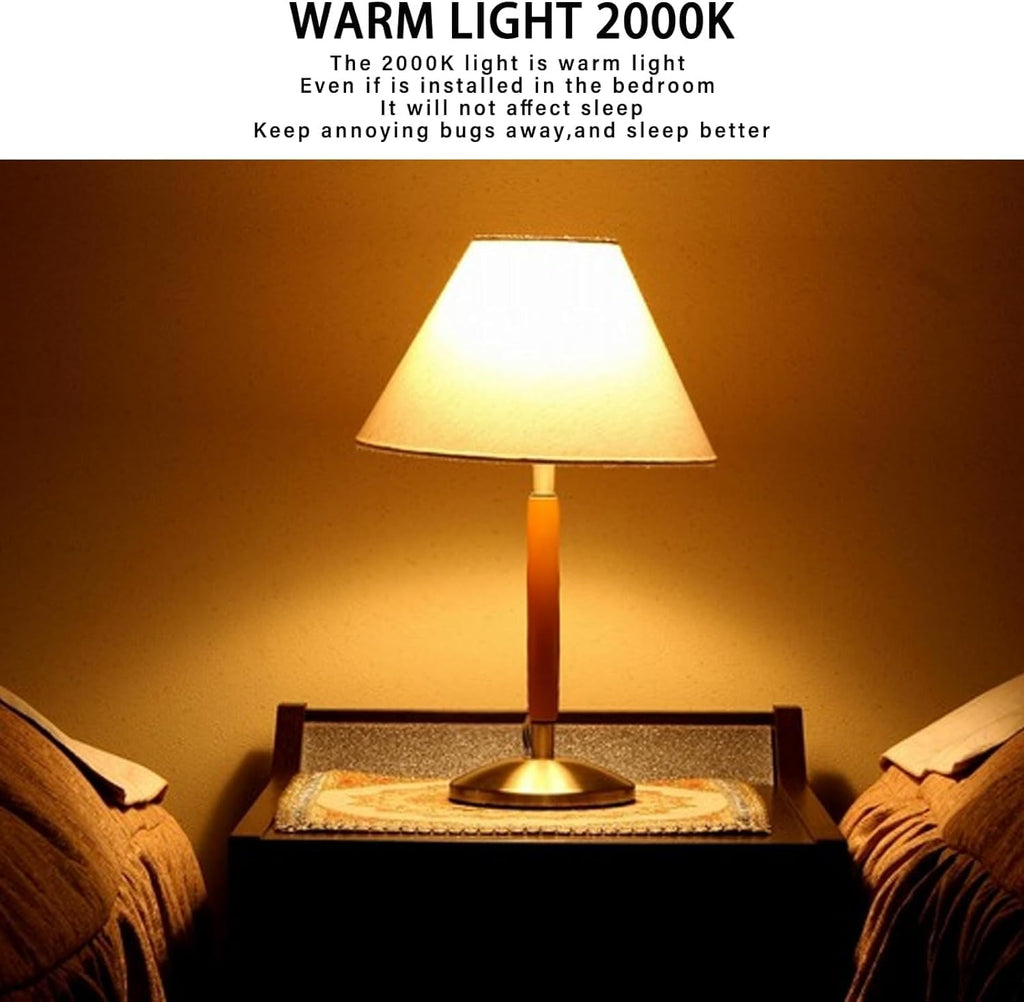 Gonhom Dusk to Dawn Bug Light Bulb Outdoor,2 Pack Amber Bug Light Bulb,Auto On/Off,10W(100W Equivalent),E26 Base,Bug Lights for Outside.Home Hallway Porch Lights.Decorative Lamps.Bedroom