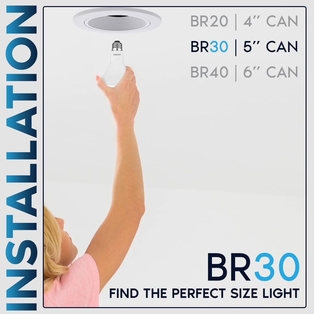 LUXRITE 12-Pack BR30 LED Bulb, 65W Equivalent, 3500K Natural White, Dimmable, 650 Lumens, LED Flood Light Bulbs, 8.5W, Energy Star, E26 Medium Base, Damp Rated, Indoor/Outdoor - Living Room, Kitchen