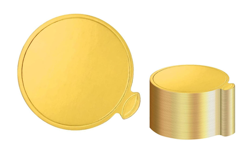 YYaaloa 3.15 Inch Mini Round Golden Cake Boards 50pcs Mousse Cupcake Base Paper Plates Circle Dessert Board (Gold 3inch 50pcs)
