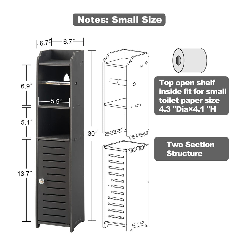 AOJEZOR Toilet Paper Holder Stand: Freestanding No Drill PVC Bathroom Storage for Apartment Renters -Protect Rental Deposit- Small Space Storage Solution