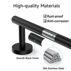 USHOWER Matte Black Towel Bar, 24-Inch Towel Rack for Bathroom Wall Mounted, Thicken SUS304 Stainless Steel Towel Rod Modern Home Decor (Total Length 26-Inch)