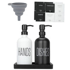 Kitchen Soap Dispenser Set with Silicone Tray, Premium Glass Hand and Dish Soap Dispenser Set for Kitchen Sink, Rustproof Stainless Steel Pump, Modern Kitchen Décor & Versatile Gift for Any Occasion