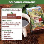 Java Planet Low Acid Coffee, Organic Colombian Single Origin: Whole Bean Medium Dark Roast - Smooth Full Flavored Coffee Bean,5 LB Bag