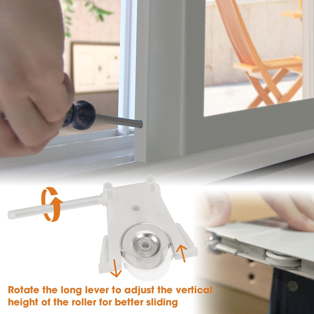 2 Pack Sliding Screen Door Lower Roller Assembly, Compatible with Andersen Part #1997310 (1991 to Present), Durable Wear-Resistant Wheels, Adjustable Vertical Height Wheels, Smooth Sliding, White