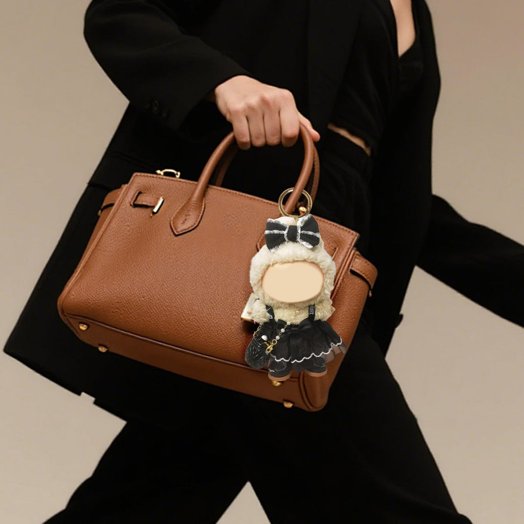 Clothes Compatible with LABUBU Doll – 4PCS Black Classic Dress Set, 17cm Doll Clothes Designer Outfit for Balletcore Elegance Theme, Chic Stylish Accessories for Labubu, No Doll (Black Swan Belle)