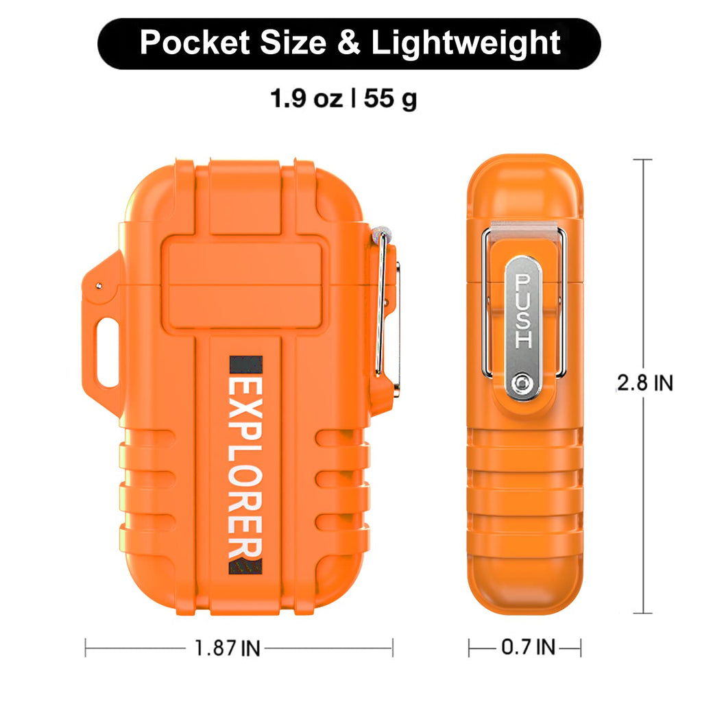 Waterproof Butane Torch Lighter Refillable Windproof Jet Flame Lighters for Fireplace Fireworks Grill Camping BBQ Lighter Gift for Man,2 Pack (Without Gas) (Orange+Orange)