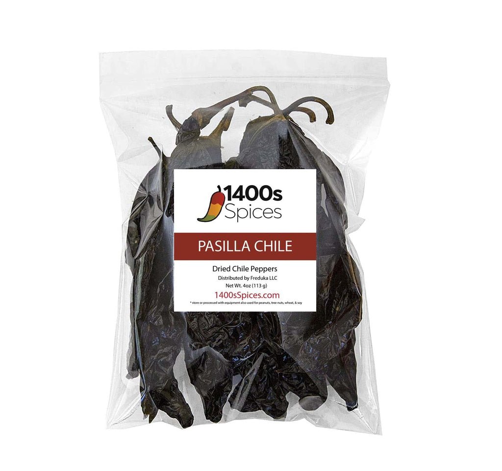 Dried Chiles Peppers 4 Pack Bundle - Chile Guajillo Stemless, Ancho, Pasilla and Arbol by 1400s Spices