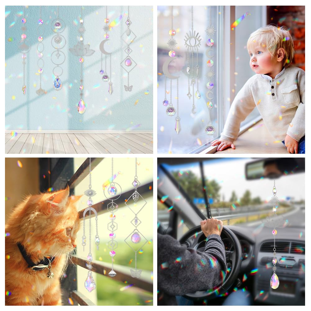 Sun Catchers, 10 Pcs Crystal Suncatcher Prism Hanging Kit for Indoor Window