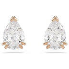 Swarovski Stilla stud earrings, Pear cut, White, Rose gold-tone finish