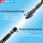 DKIBBITH 4-Flute Serrated Masonry Drill Bit Set (10-Piece, Black) - 3/16" to 1/2" for Concrete, Tile, Brick, Glass, Ceramic