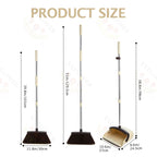 XXFLOWER Broom and Dustpan Set with Long Handle, Heavy Dust Broom and Dustpan Combo for Home，Kitchen, Office, Pet Hair(Beige)