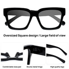 OCCI CHIARI Oversized Reading Glasses for Men 1.5 Thick Square Big Head Readers 1.0 1.25 1.50 1.75 2.0 2.25 2.50 2.75 3.0 3.5（Black,1.50）