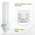 KOR (Pack of 4 13W CFL Double Tube Bulbs – G24Q-1 (4-Pin) Base – 3500K Soft White – Compatible Replacement for Sylvania CF13DD/E/835, Philips PL-C 13W/835/4P, GE F13DBX/835/ECO4P