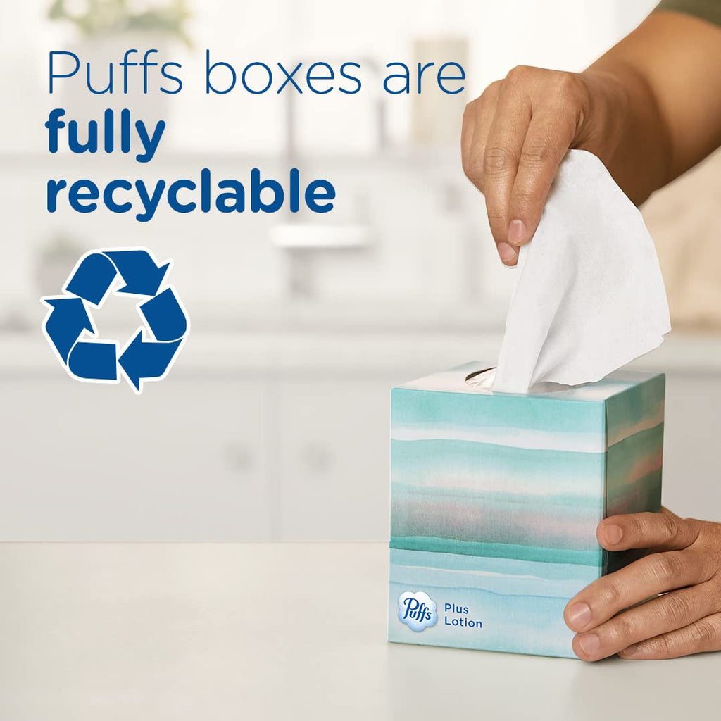 Puffs Plus Lotion with Vicks Facial Tissues, 24 Cubes, 48 Tissues per Box