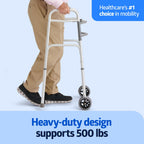 Medline Heavy-Duty Bariatric Folding Walker with 5” Wheels and Durable Handles, 500 lb. Weight Capacity