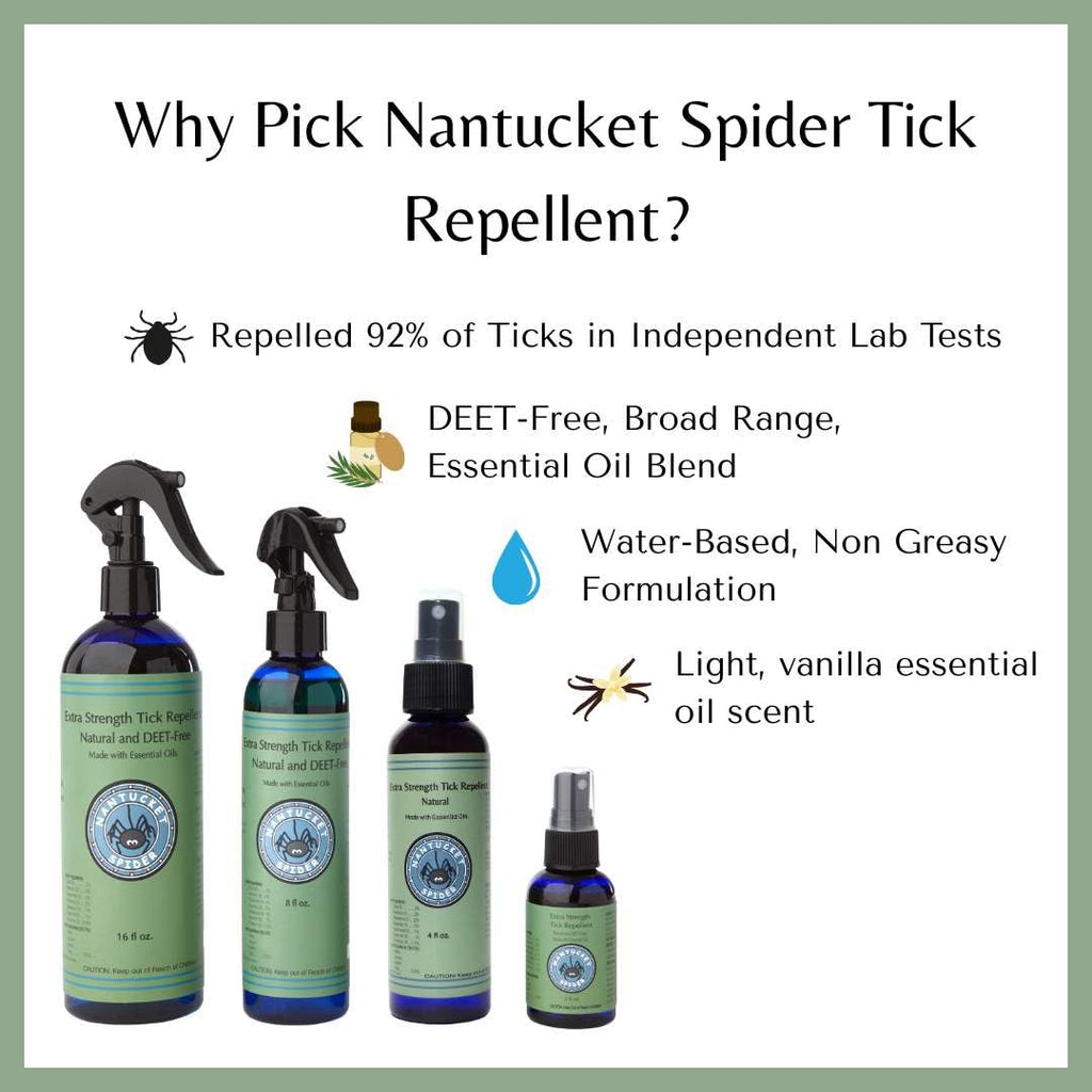 2 Pack Nantucket Spider Tick Repellent Spray (4 oz) | DEET-Free | Essential Oil Tick Repellent | Made in USA