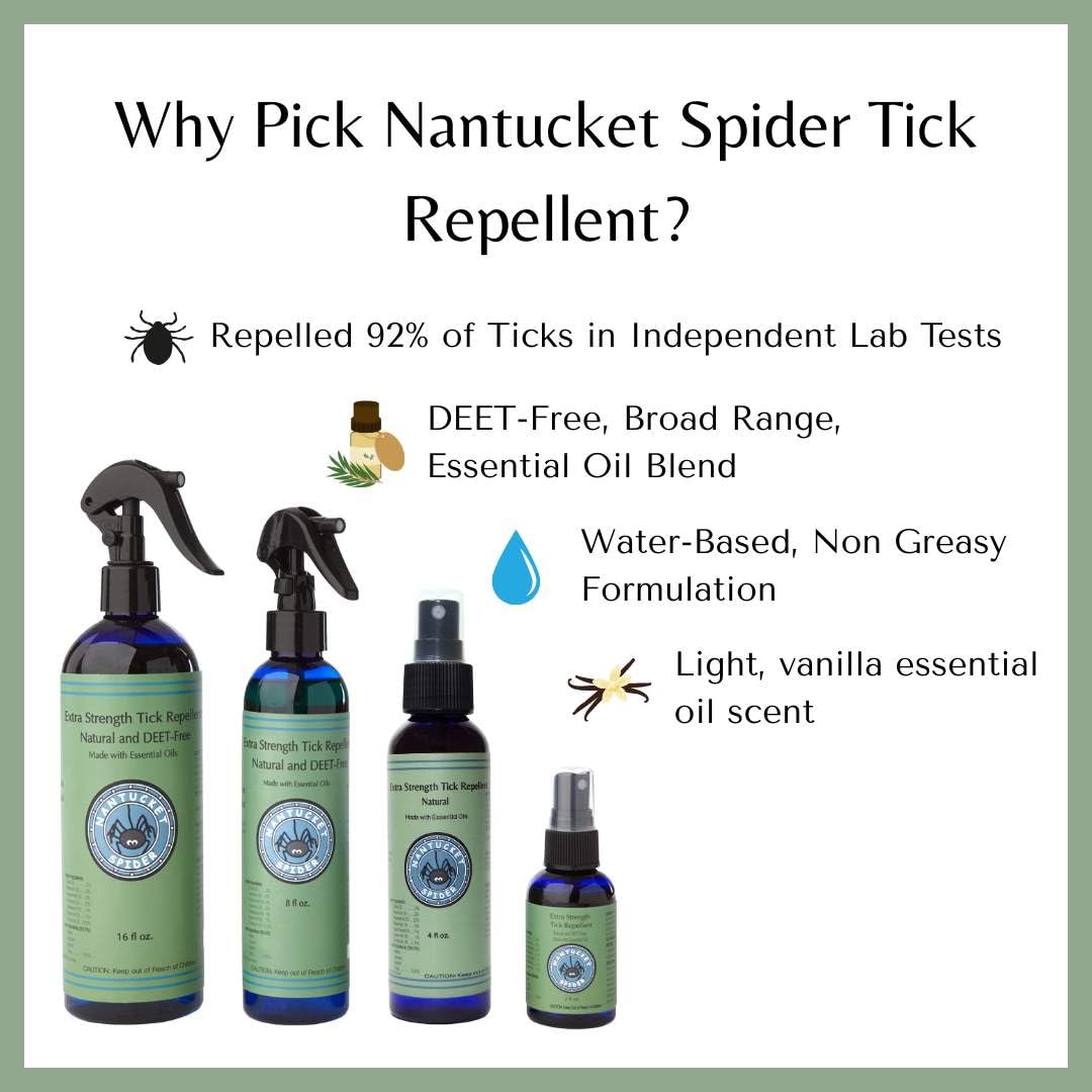 2 Pack Nantucket Spider Tick Repellent Spray (4 oz) | DEET-Free | Essential Oil Tick Repellent | Made in USA