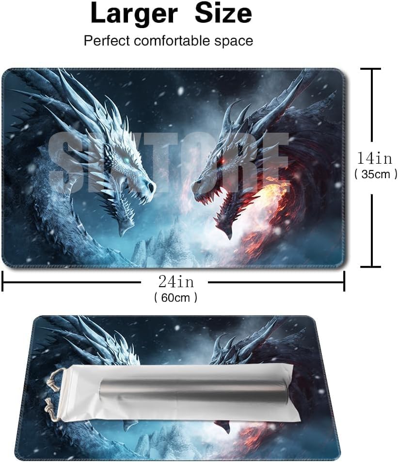 Board Game 14x24in MTG Playmat Compatible for OCG CCG RPG TCG Playmats (Dragon Fight)