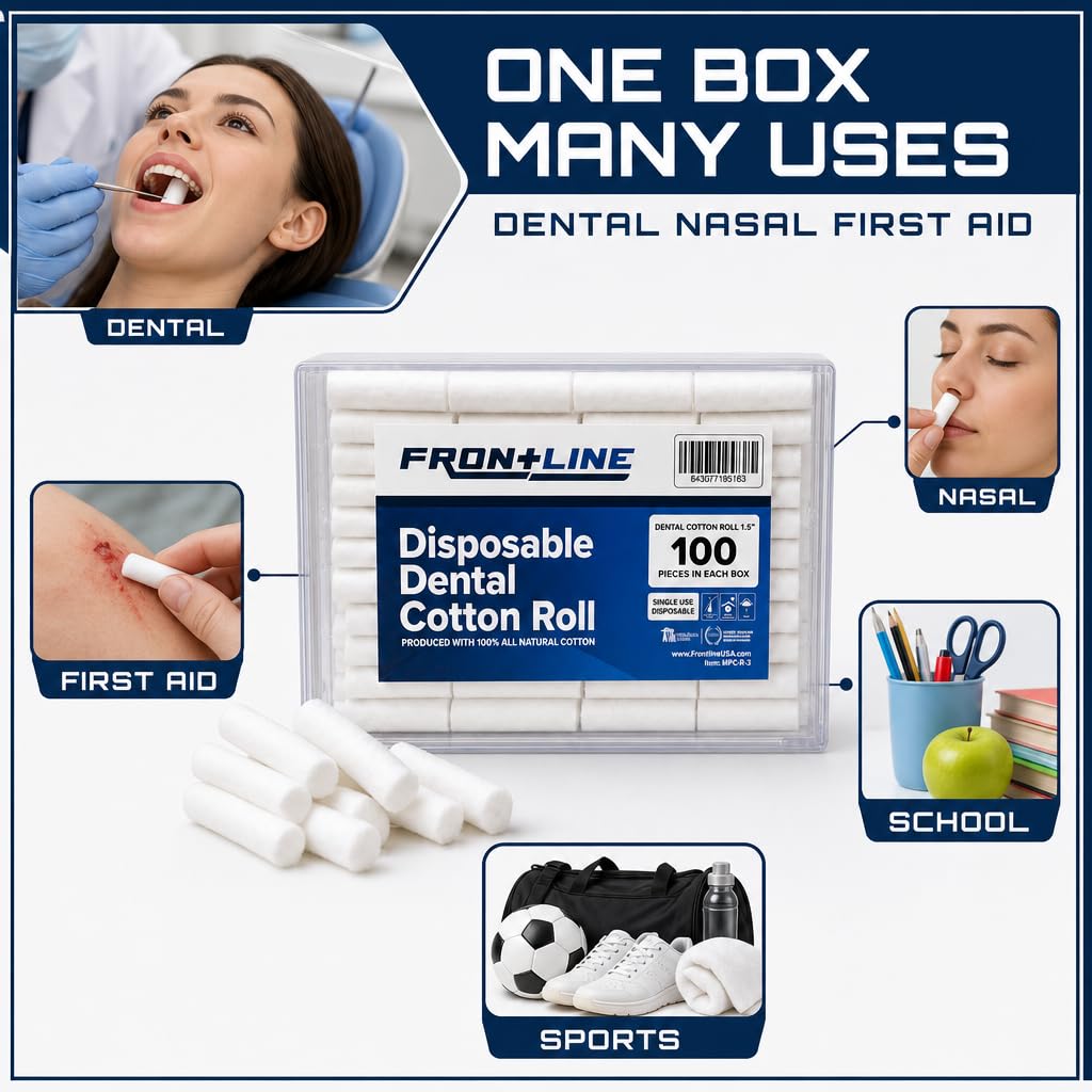 Dental Cotton Rolls 100 Count, Nose Bleed Stoppers, Wisdom Teeth Recovery