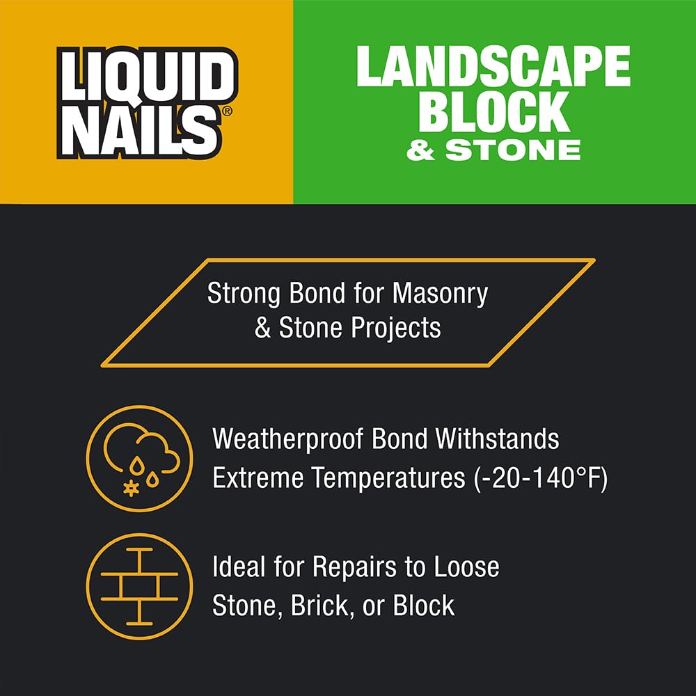 Liquid Nails - LN-905 Landscape Block Adhesive (LN905), Low VOC, 10 oz (Pack of 6)