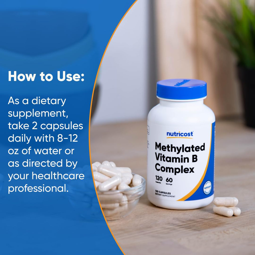 Nutricost Methylated Vitamin B Complex 120 Capsules - (60 Servings) Gluten-Free